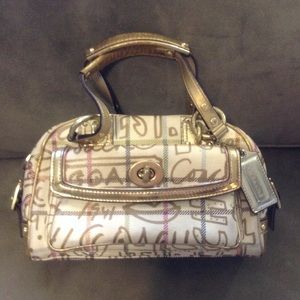 Coach White and Gold Baguette